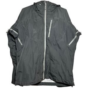 Stoic Windbreaker Jacket Water Repellent Shell Full Zip Hooded Zip Pockets Gray